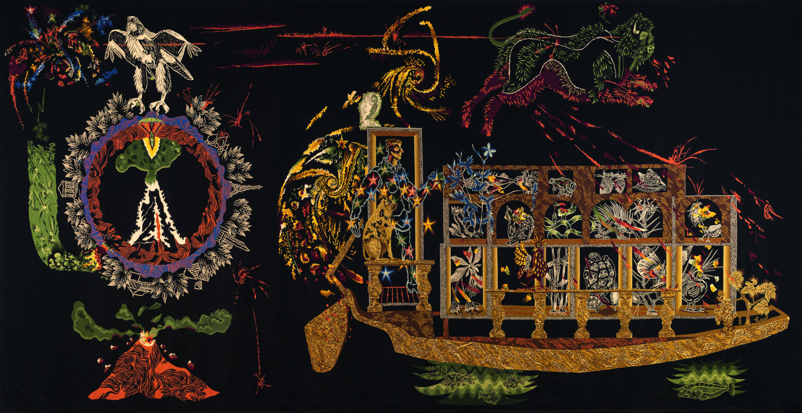 TENTURE DU CHANT DU MONDE, OEUVRE DE JEAN LURCAT EXPOSE A L'HOPITAL SAINT JEAN. LA GRANDE MENACE. MT_67_1_1